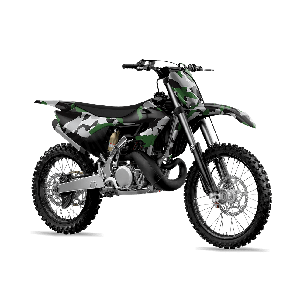 Erratic Green Tiger Camo Dirt Bike Vinyl Wrap