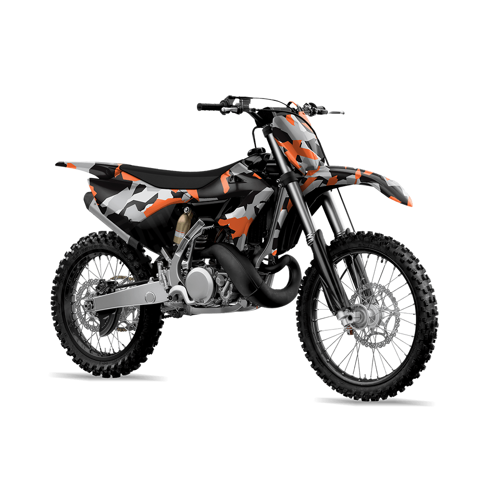 Erratic Orange Tiger Camo Dirt Bike Vinyl Wrap