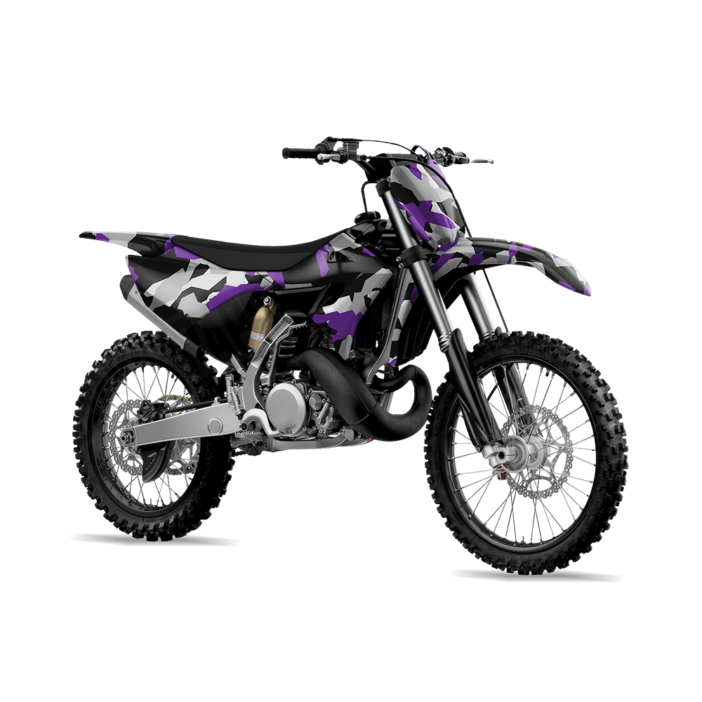 Erratic Purple Tiger Camo Dirt Bike Vinyl Wrap