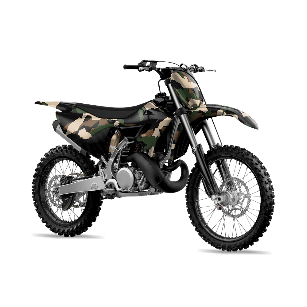Erratic Woodland Camo Dirt Bike Vinyl Wrap