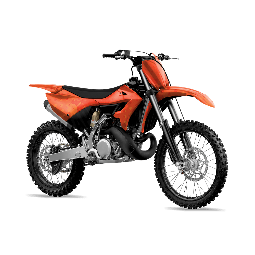 Halftone Splatter Elite Orange Camo Dirt Bike Vinyl Wrap