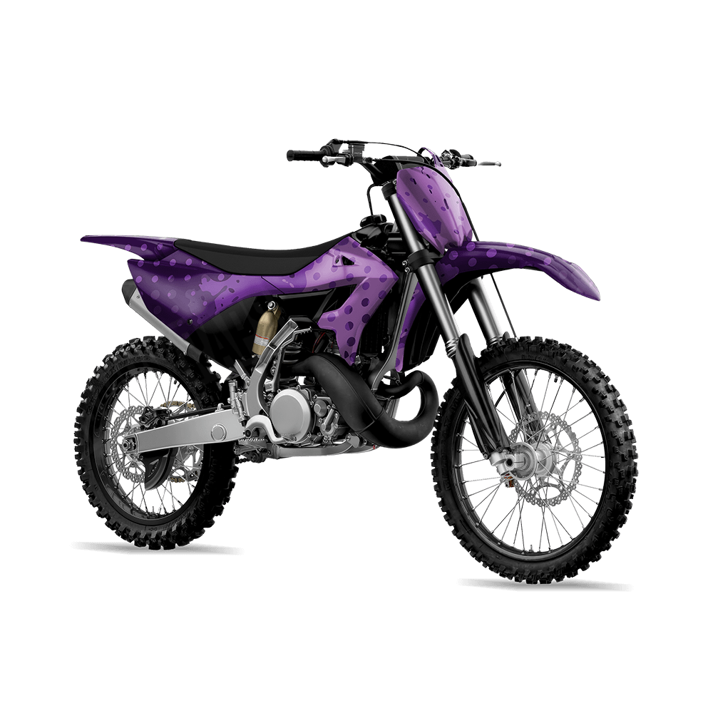 Halftone Splatter Elite Purple Camo Dirt Bike Vinyl Wrap