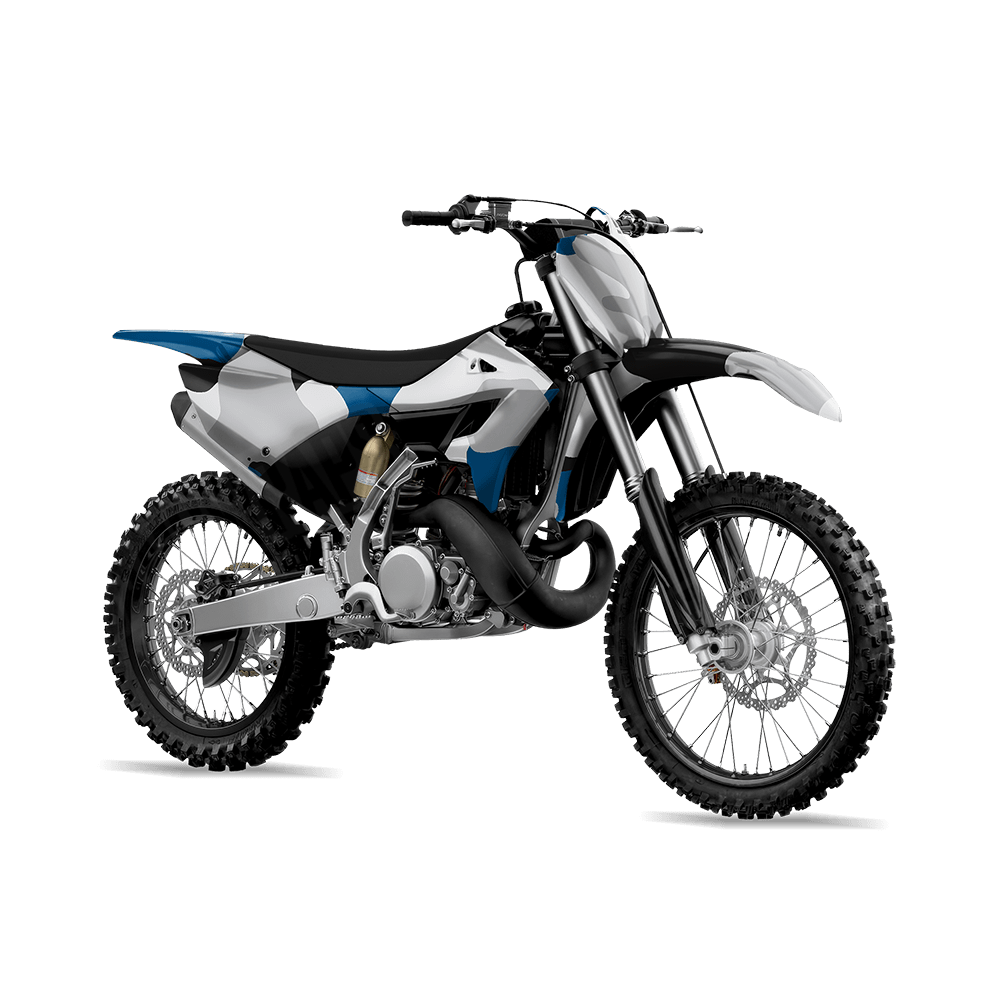 Jumbo Cumulus Blue Tiger Camo Dirt Bike Vinyl Wrap