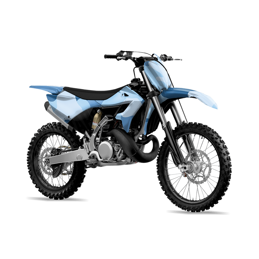 Jumbo Cumulus Cool Blue Camo Dirt Bike Vinyl Wrap