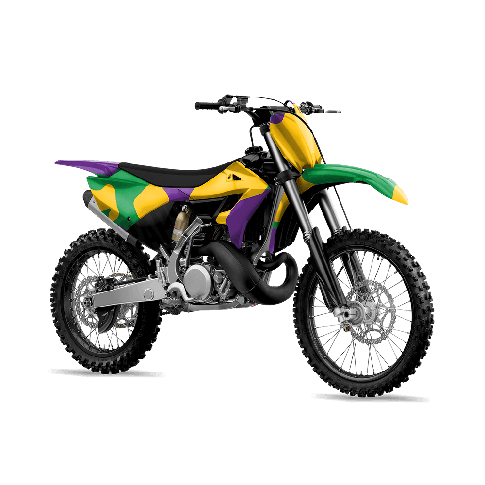 Jumbo Cumulus Mardi Gras Camo Dirt Bike Vinyl Wrap