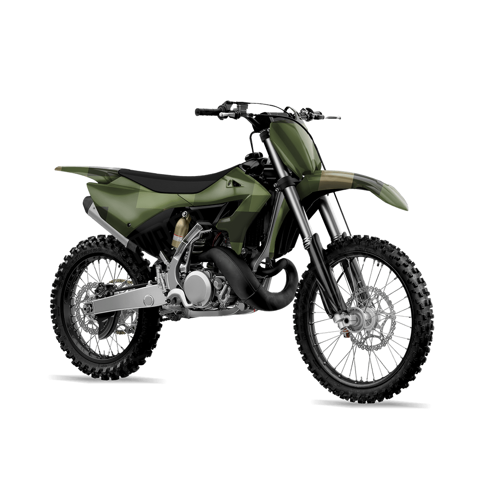 Pixel Army Green Dirt Bike Wraps