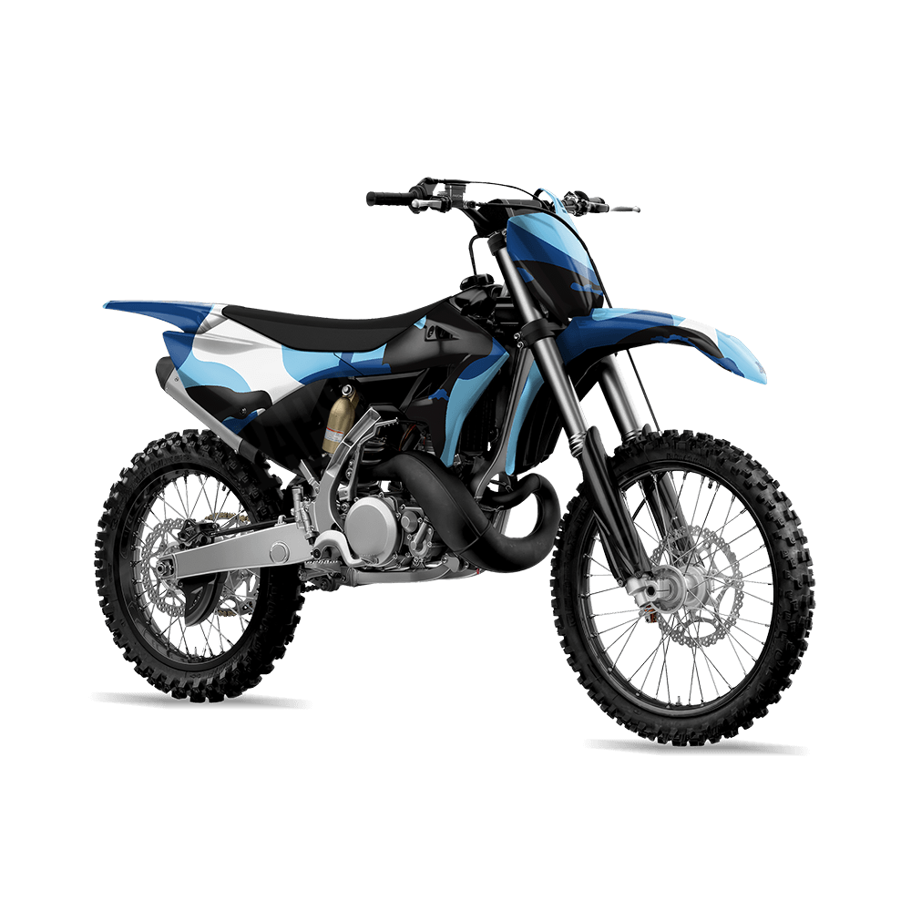 Jumbo Ragged Baby Blue Camo Dirt Bike Vinyl Wrap