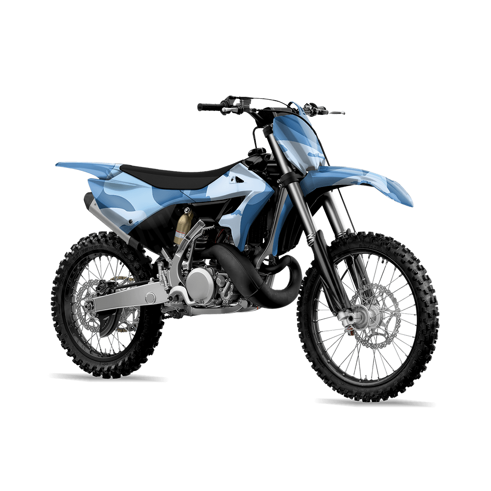 Jumbo Ragged Cool Blue Camo Dirt Bike Vinyl Wrap