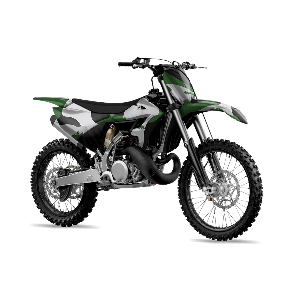 Jumbo Ragged Green Tiger Camo Dirt Bike Vinyl Wrap