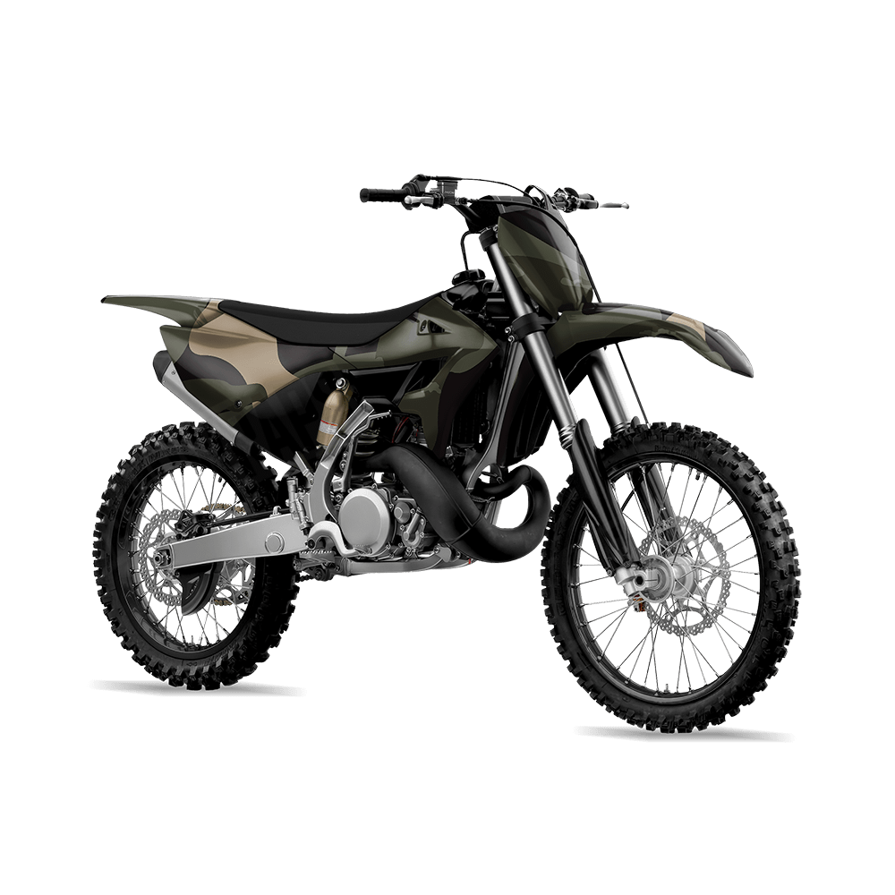 Jumbo Ragged Militant Green Camo Dirt Bike Vinyl Wrap