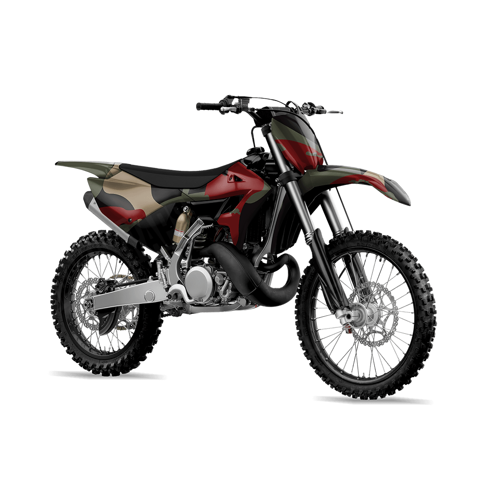 Jumbo Ragged Militant Red Camo Dirt Bike Vinyl Wrap