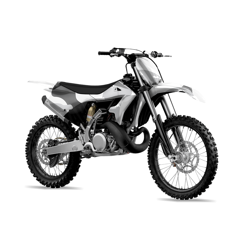 Jumbo Ragged Snow Camo Dirt Bike Vinyl Wrap