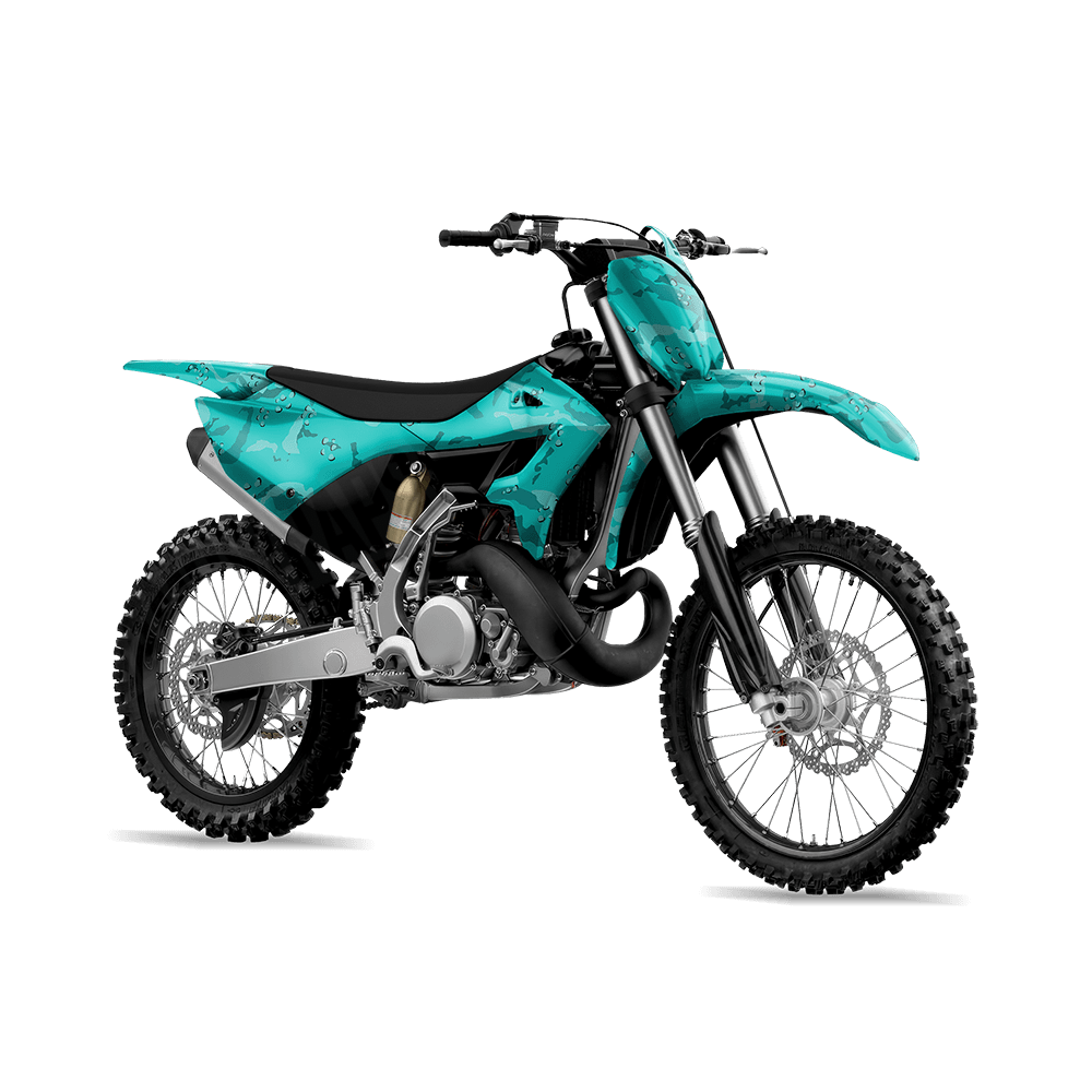 Large Battle Storm Elite Tiffany Blue Camo Dirt Bike Vinyl Wrap