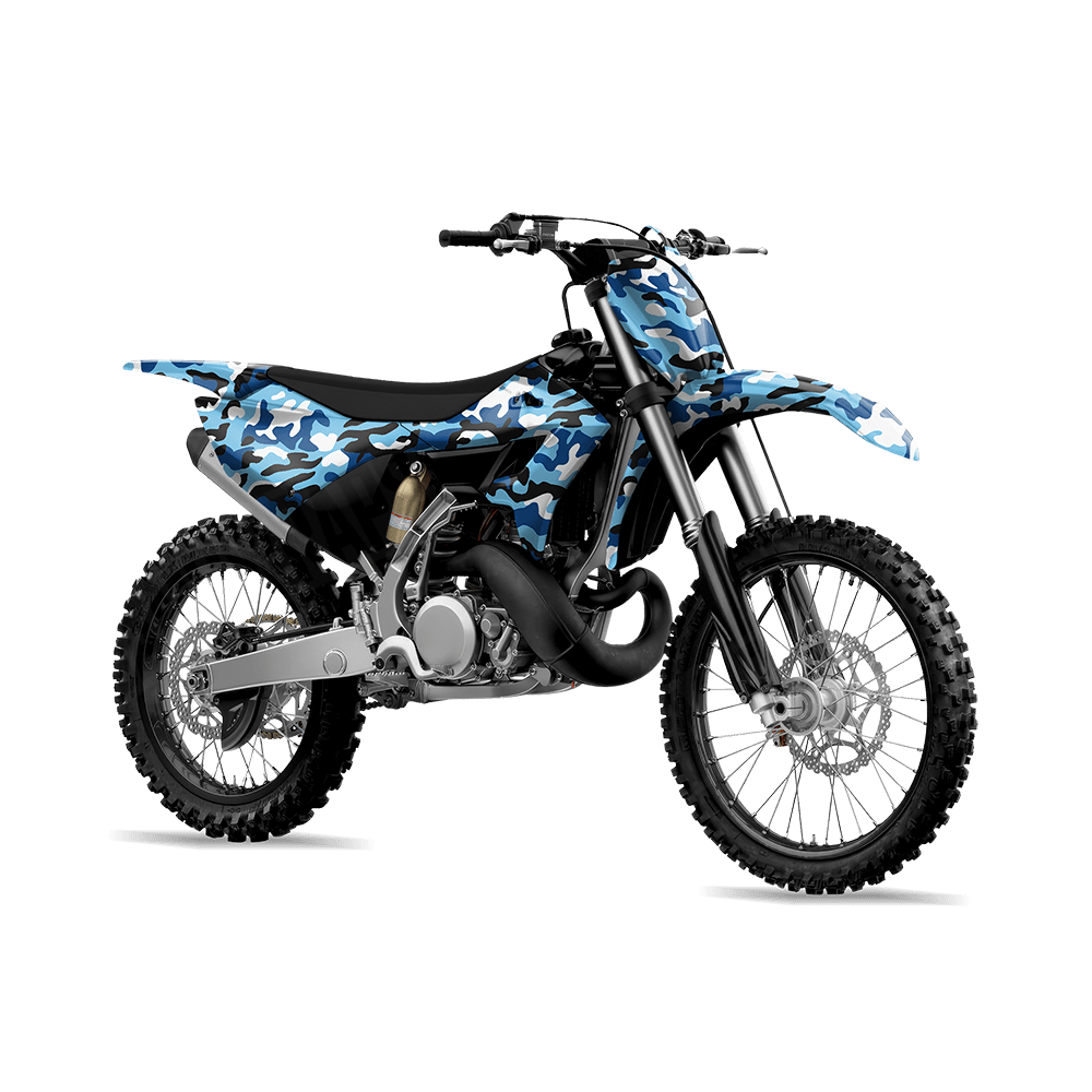 Large Classic Baby Blue Camo Dirt Bike Vinyl Wrap