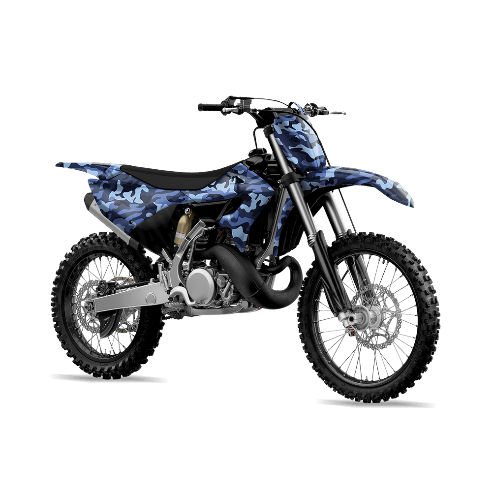 Large Classic Blue Urban Night Camo Dirt Bike Vinyl Wrap
