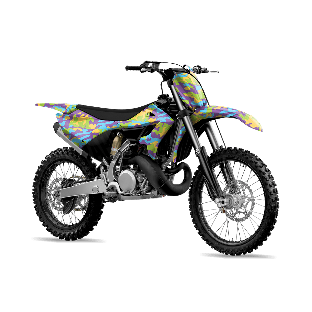 Large Classic Carnival Camo Dirt Bike Vinyl Wrap