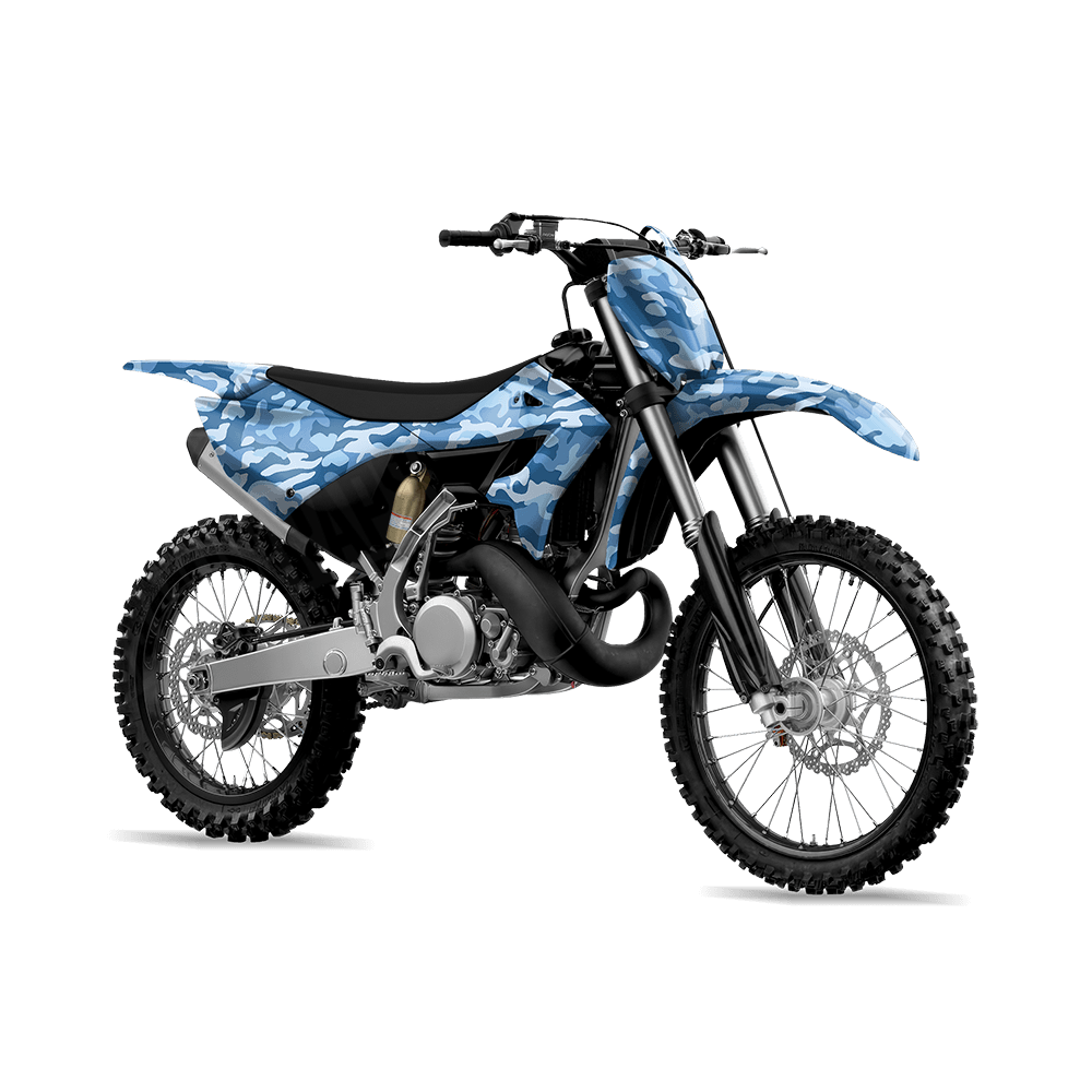 Large Classic Cool Blue Camo Dirt Bike Vinyl Wrap