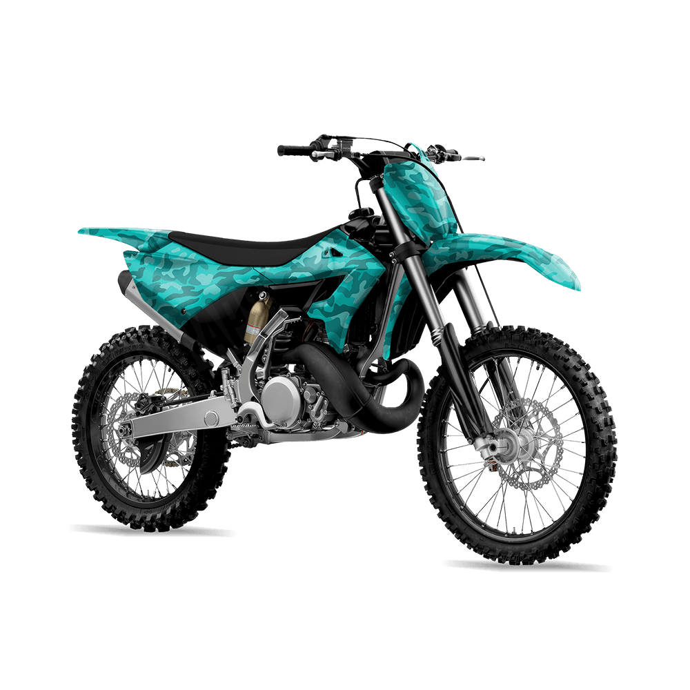 Large Classic Elite Tiffany Blue Camo Dirt Bike Vinyl Wrap