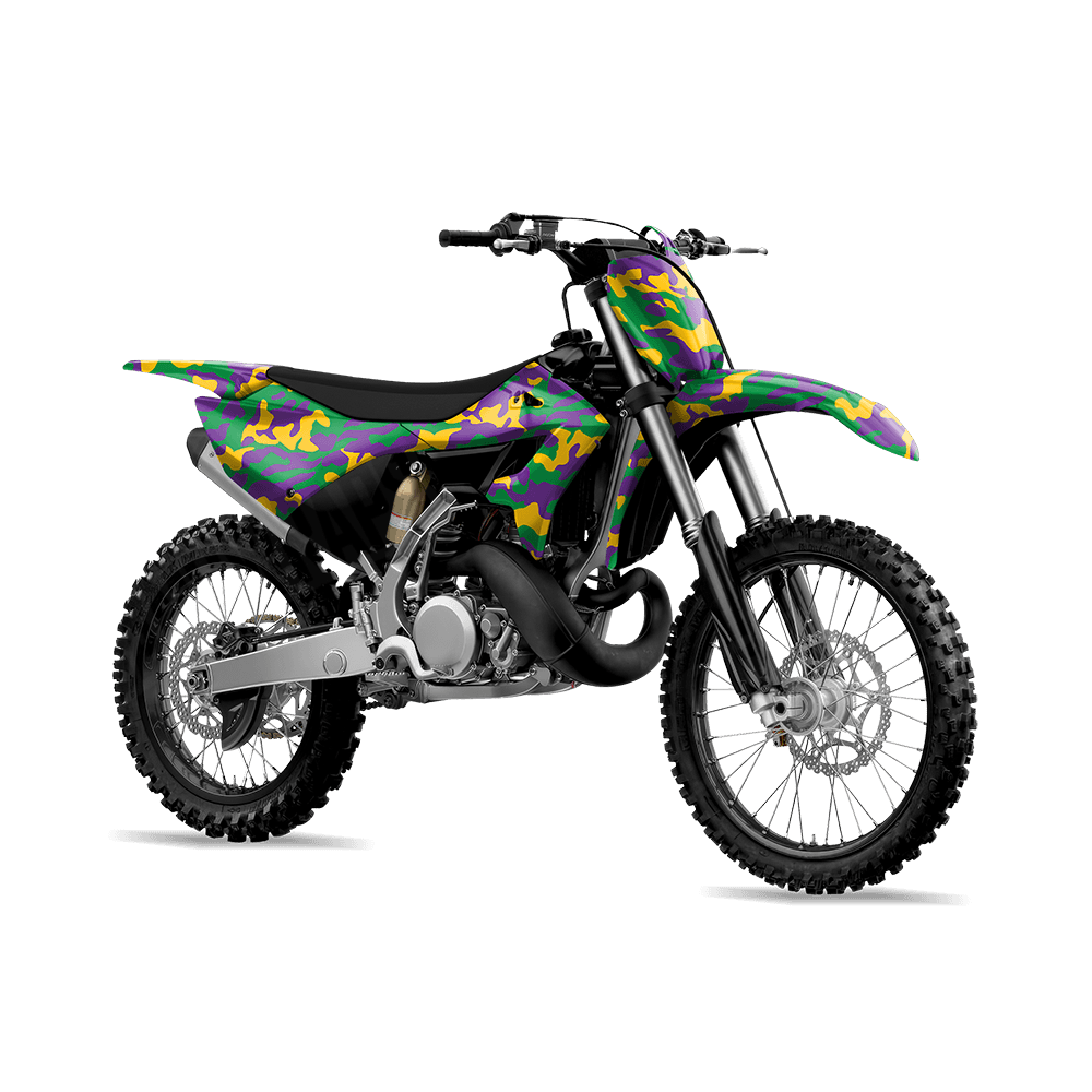 Large Classic Mardi Gras Camo Dirt Bike Vinyl Wrap