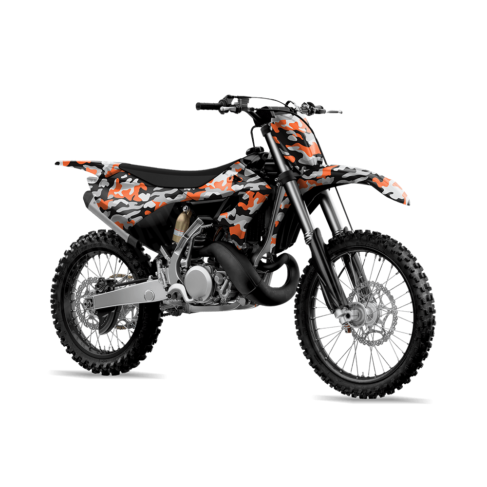 Large Classic Orange Tiger Camo Dirt Bike Vinyl Wrap
