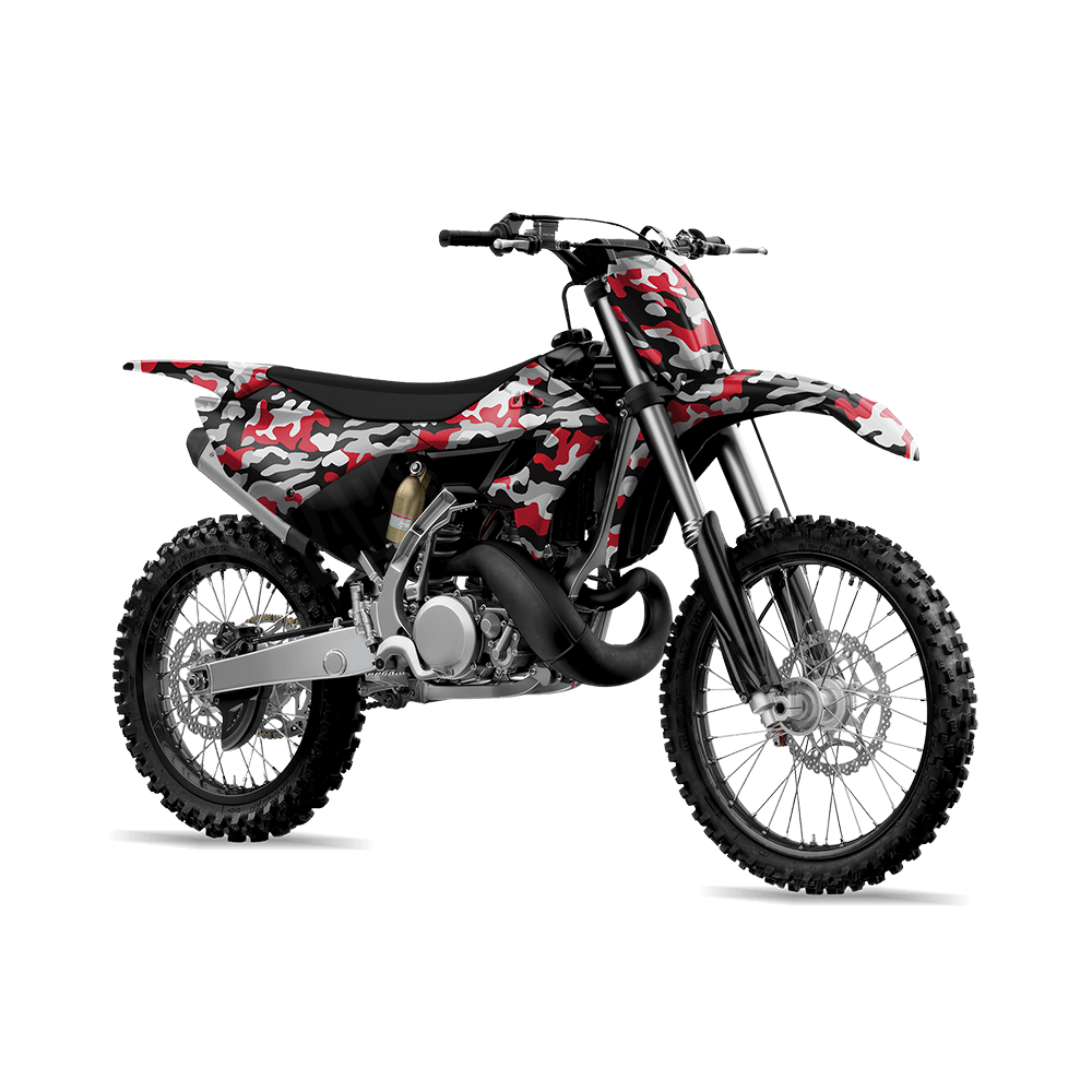 Large Classic Red Tiger Camo Dirt Bike Vinyl Wrap