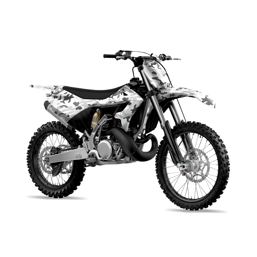 Large Classic Snow Camo Dirt Bike Vinyl Wrap
