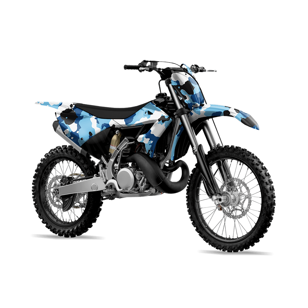 Large Cumulus Baby Blue Camo Dirt Bike Vinyl Wrap