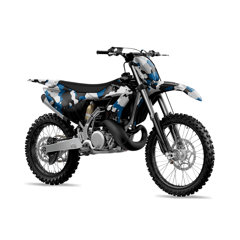 Large Cumulus Blue Tiger Camo Dirt Bike Vinyl Wrap