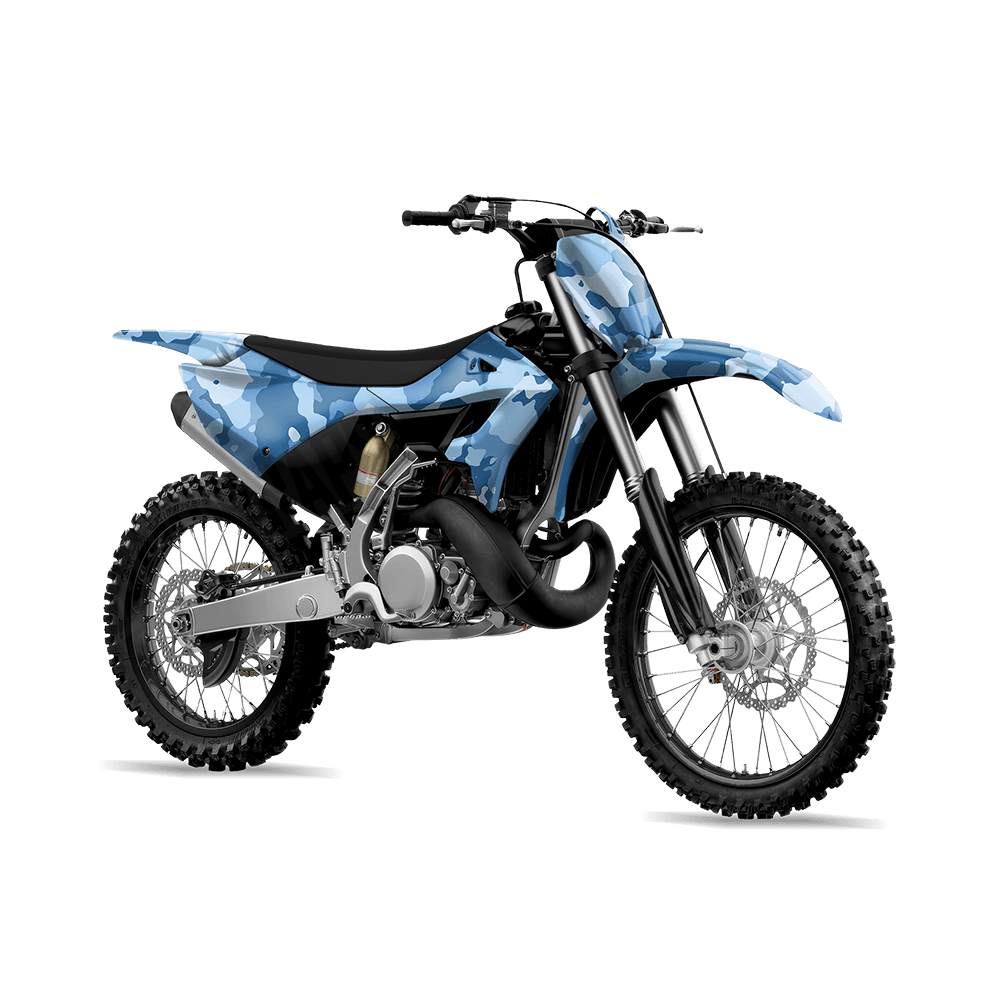 Large Cumulus Cool Blue Camo Dirt Bike Vinyl Wrap