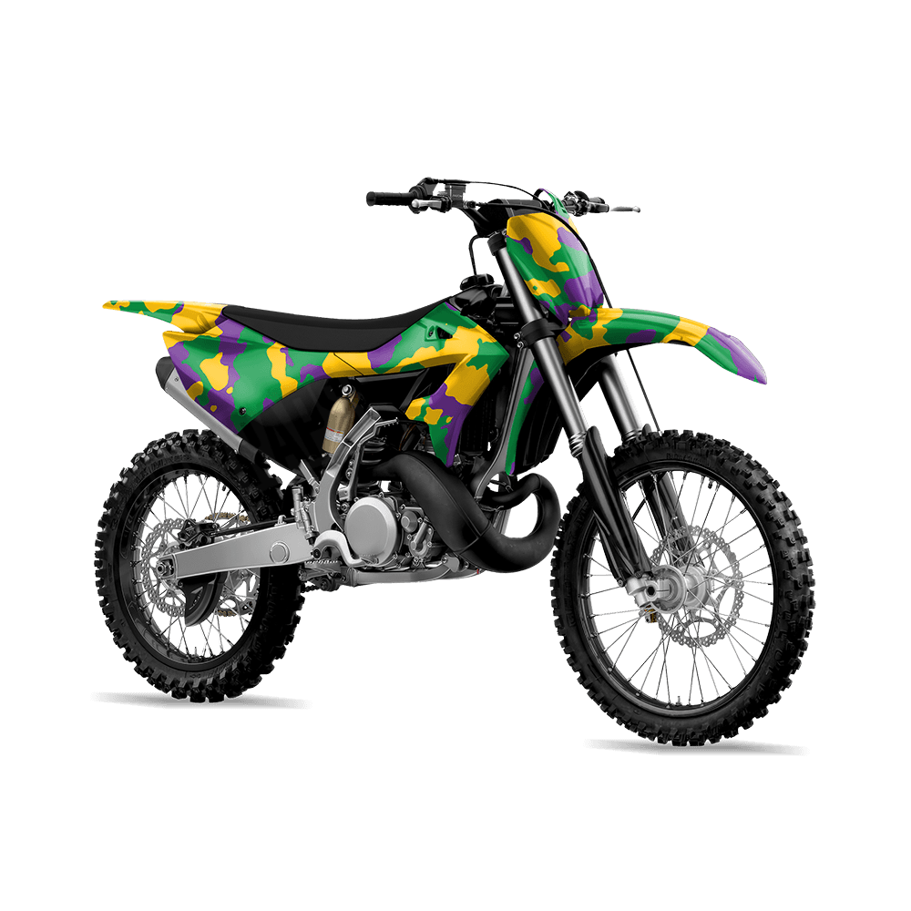 Large Cumulus Mardi Gras Camo Dirt Bike Vinyl Wrap