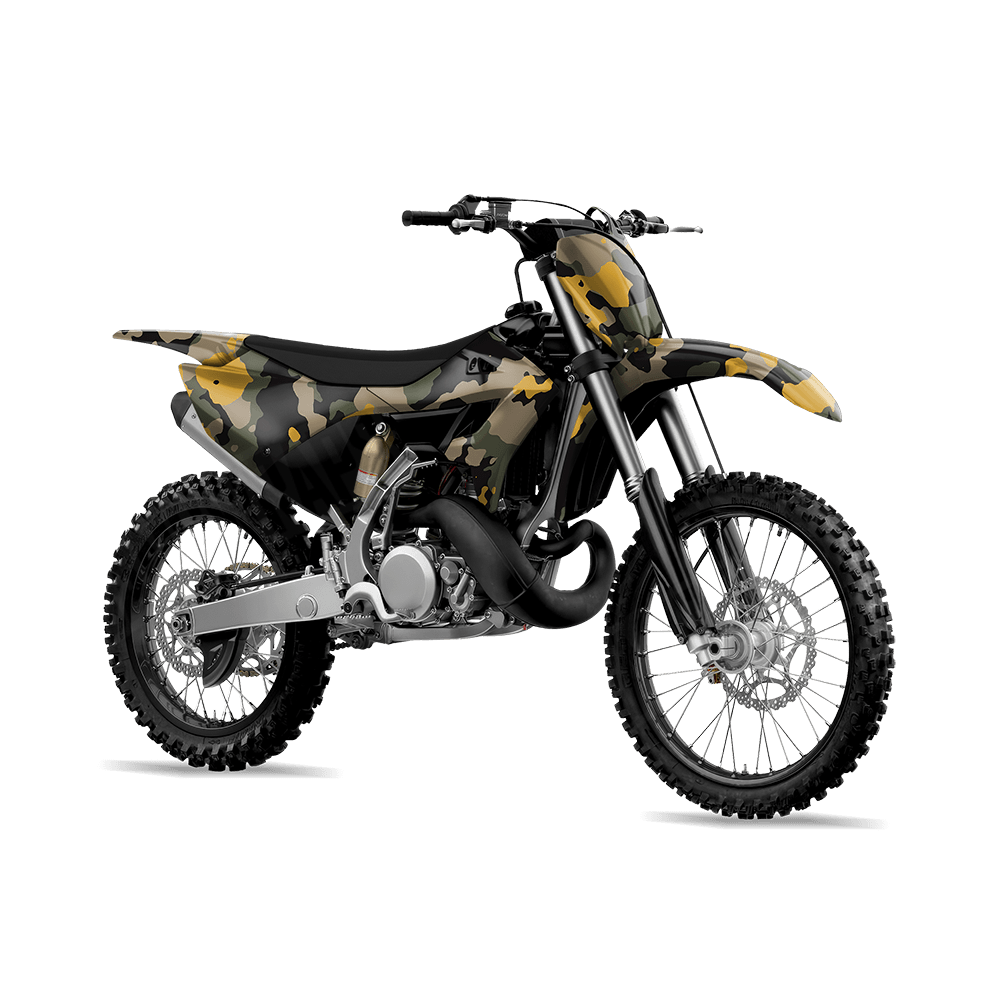 Large Cumulus Militant Yellow Camo Dirt Bike Vinyl Wrap