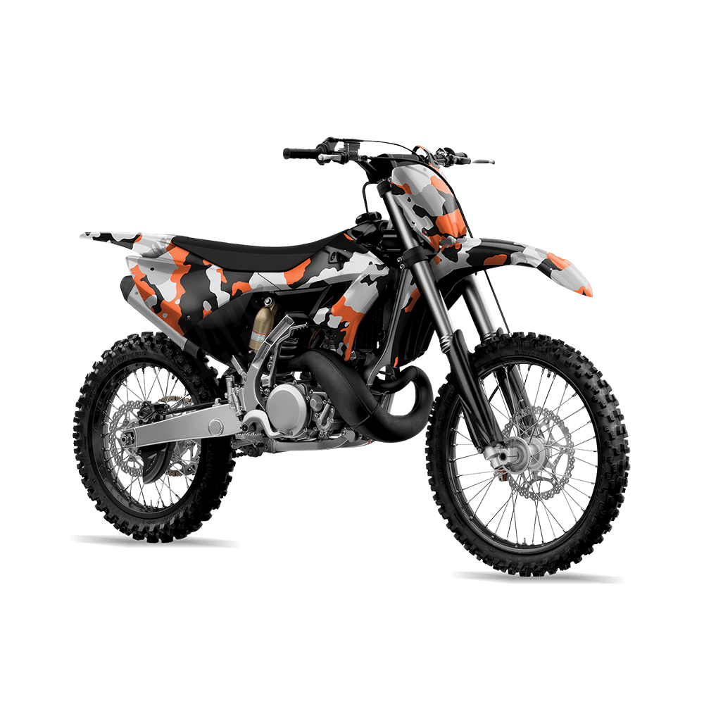 Large Cumulus Orange Tiger Camo Dirt Bike Vinyl Wrap