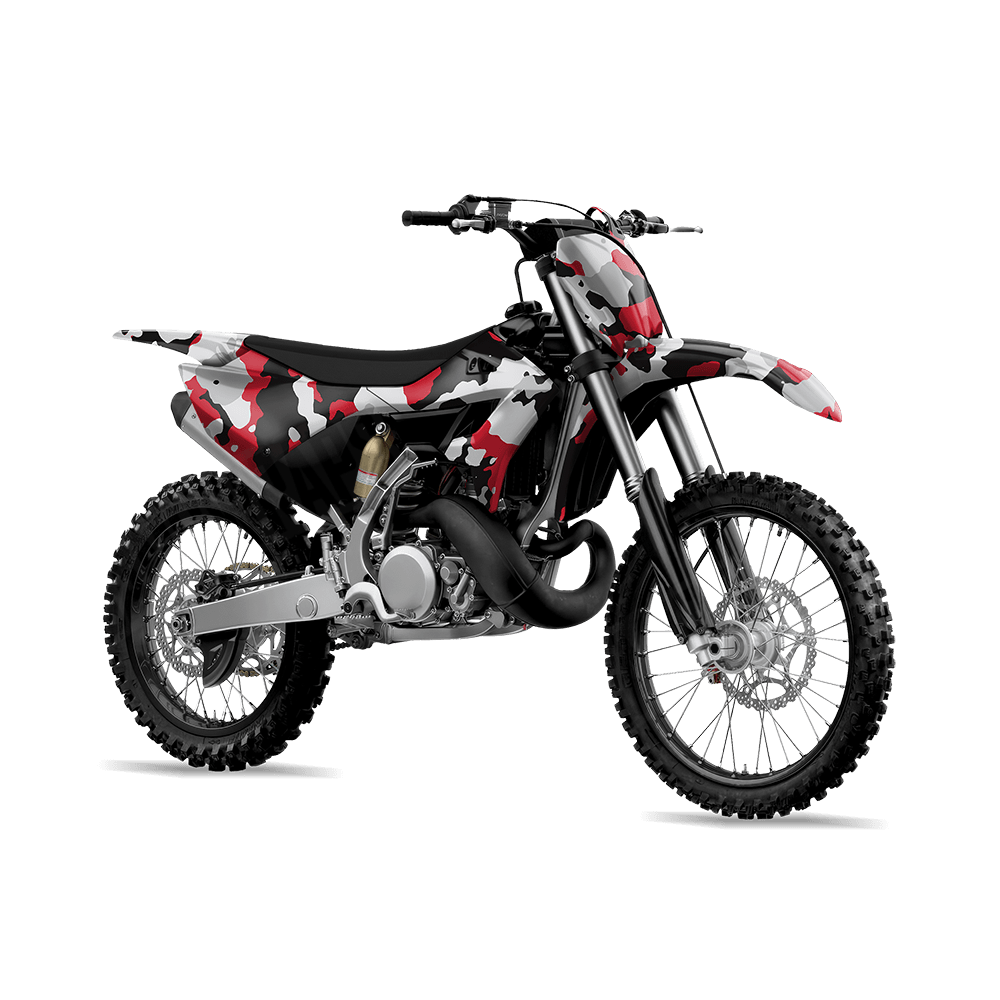 Large Cumulus Red Tiger Camo Dirt Bike Vinyl Wrap
