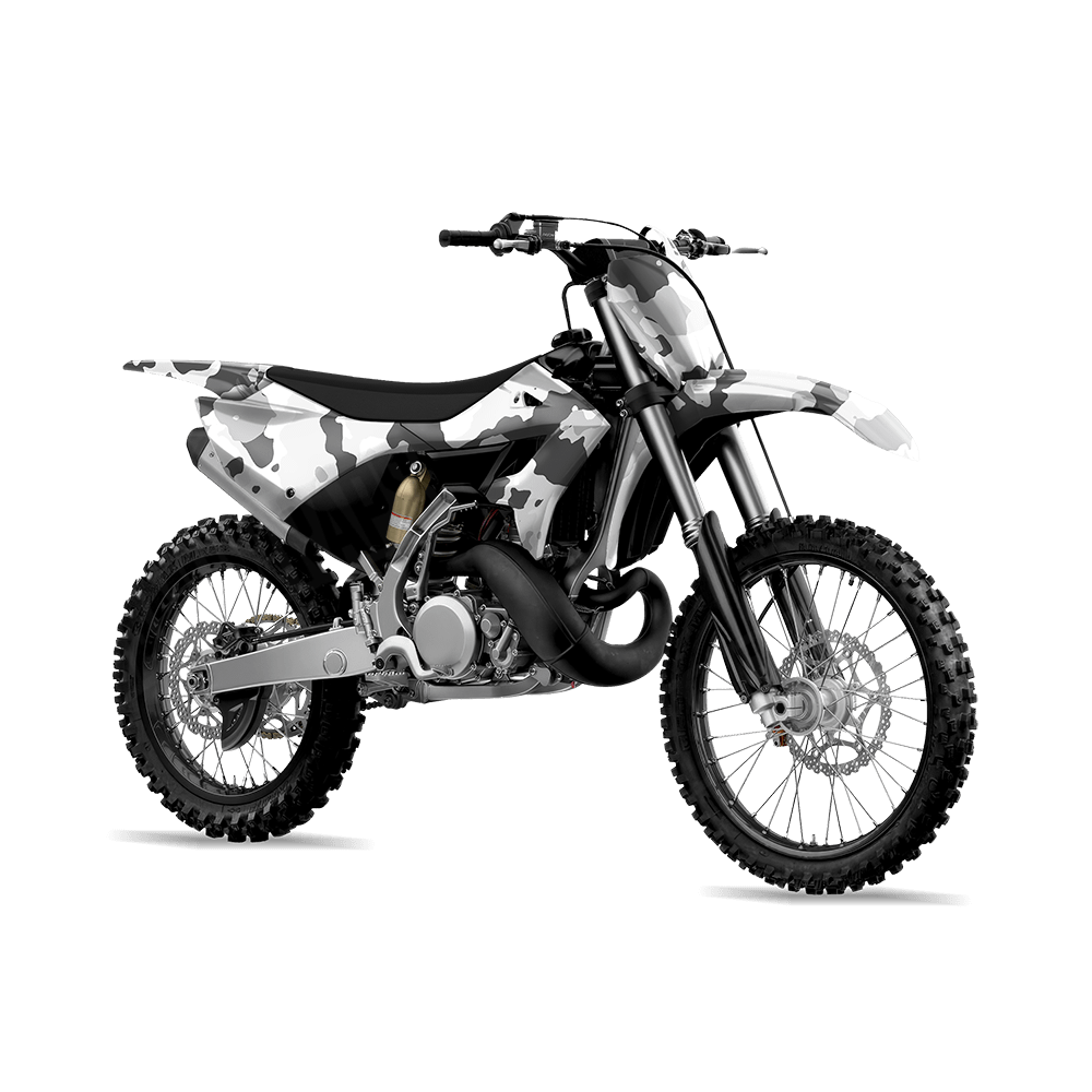 Large Cumulus Snow Camo Dirt Bike Vinyl Wrap