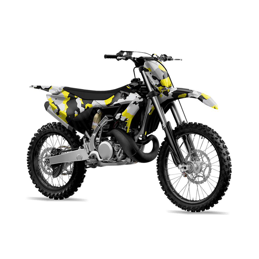 Large Cumulus Yellow Tiger Camo Dirt Bike Vinyl Wrap