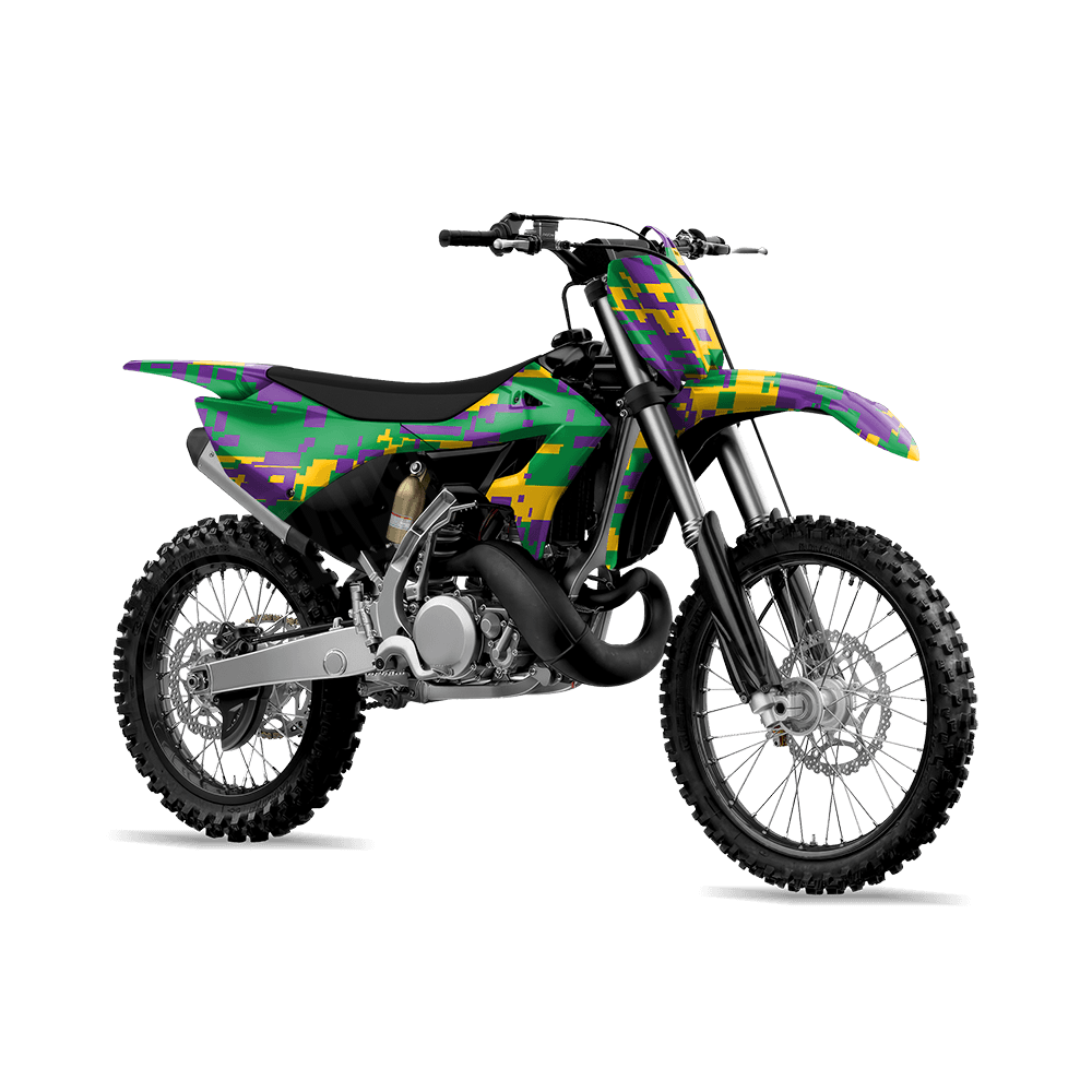 Large Digital Mardi Gras Camo Dirt Bike Vinyl Wrap