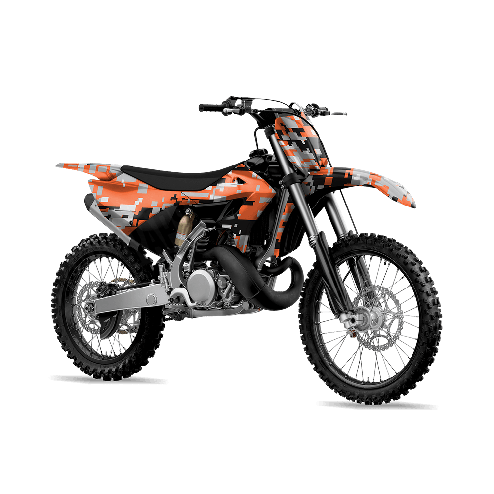 Large Digital Orange Tiger Camo Dirt Bike Vinyl Wrap