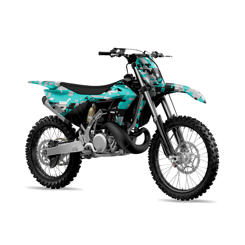 Large Digital Tiffany Blue Tiger Camo Dirt Bike Vinyl Wrap