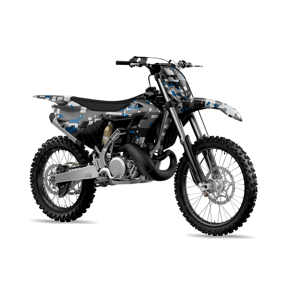 Large Digital Urban Blue Camo Dirt Bike Vinyl Wrap
