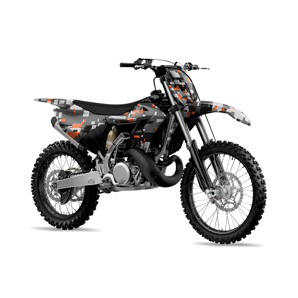 Large Digital Urban Orange Camo Dirt Bike Vinyl Wrap
