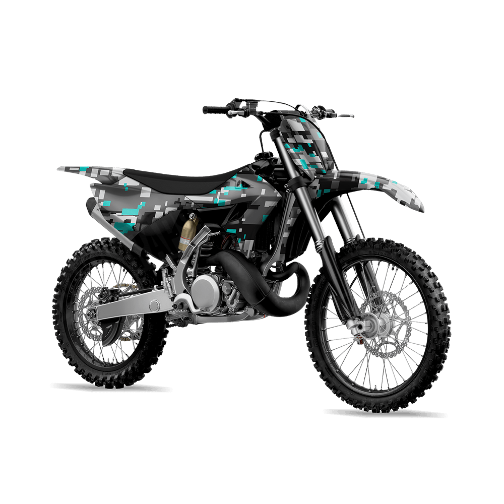 Large Digital Urban Tiffany Blue Camo Dirt Bike Vinyl Wrap