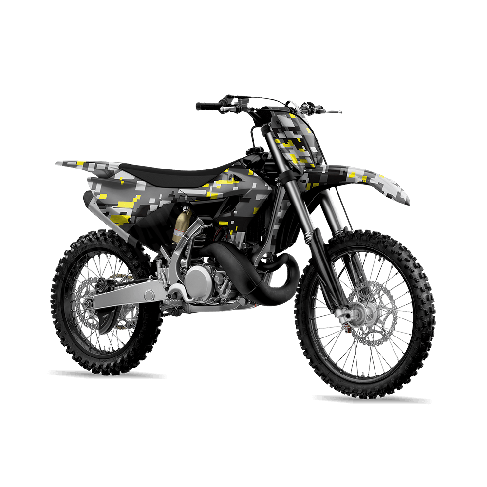 Large Digital Urban Yellow Camo Dirt Bike Vinyl Wrap