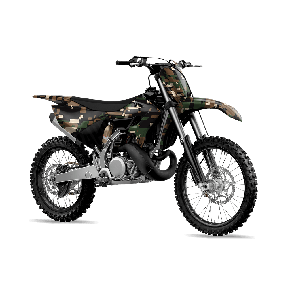 Large Digital Woodland Camo Dirt Bike Vinyl Wrap