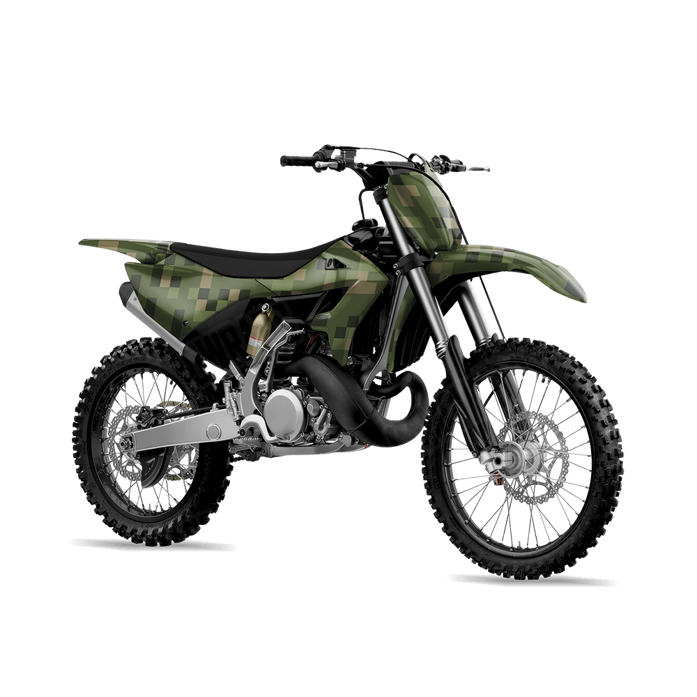 Pixel Army Green Dirt Bike Wraps