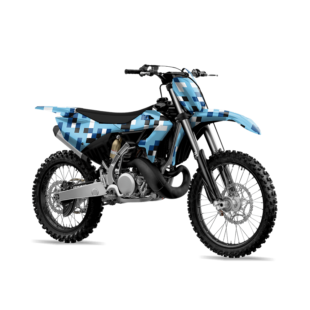 Pixel Baby Blue Dirt Bike Wraps