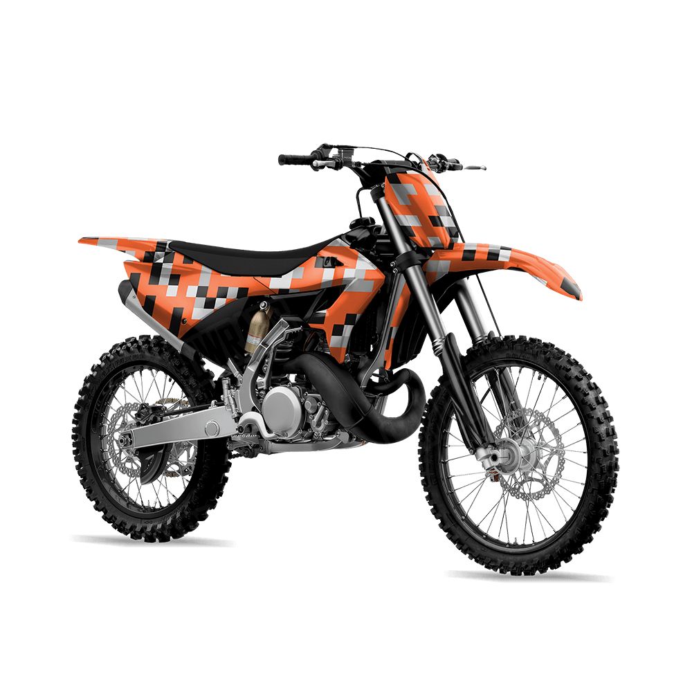 Pixel Orange Tiger Dirt Bike Wraps