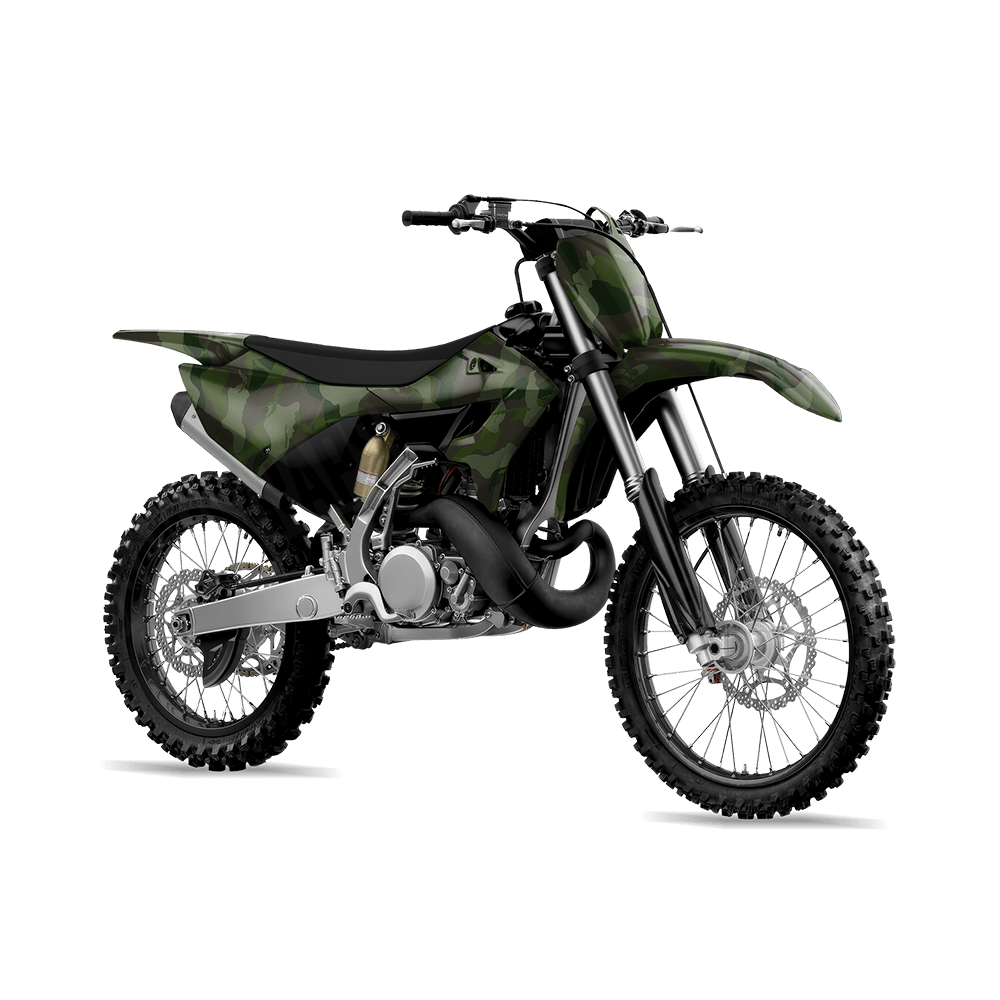 Large Ragged Army Dark Green Camo Dirt Bike Vinyl Wrap