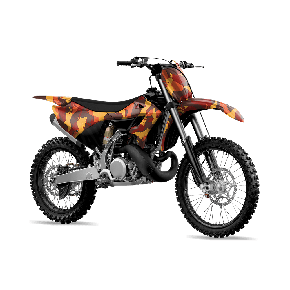 Large Ragged Autumn Camo Dirt Bike Vinyl Wrap
