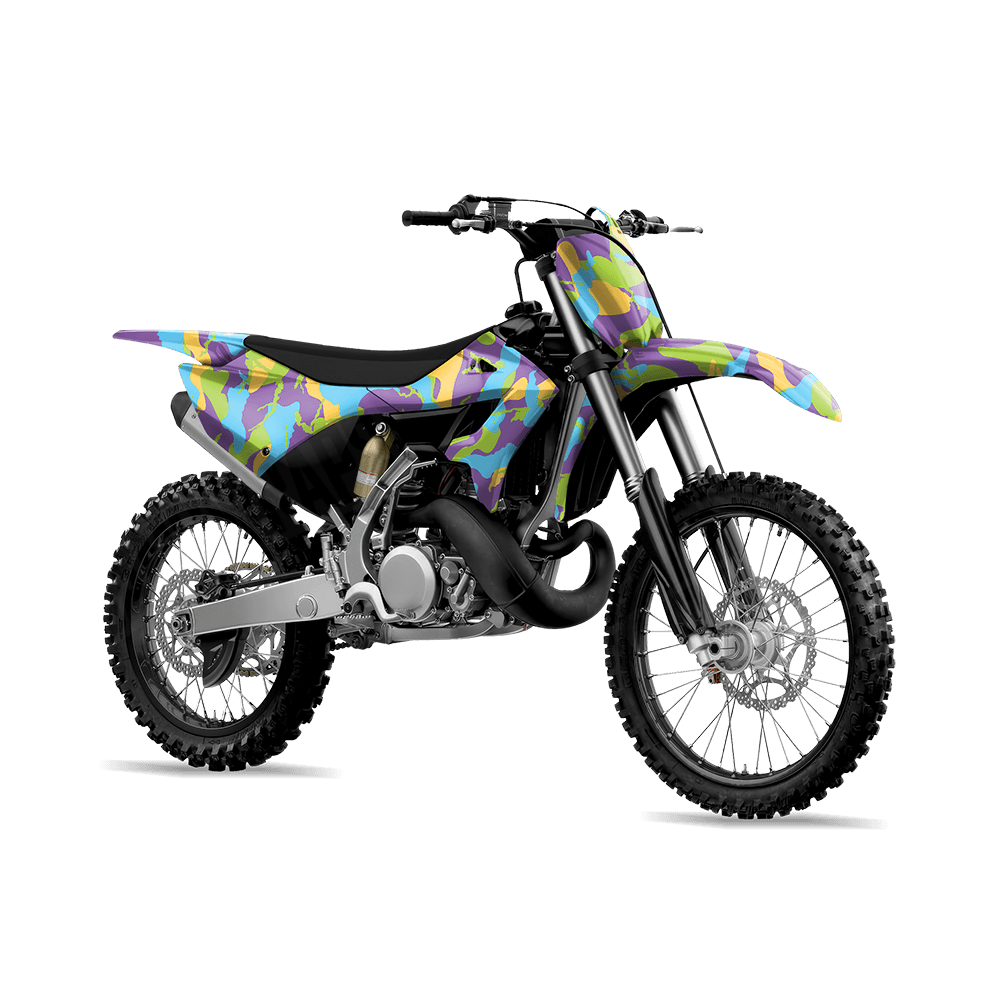 Large Ragged Carnival Camo Dirt Bike Vinyl Wrap