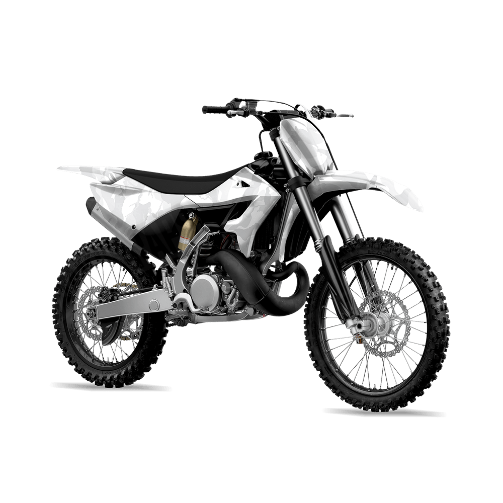 Large Ragged Elite White Camo Dirt Bike Vinyl Wrap